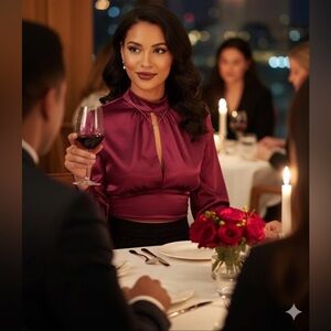 Elegant Satin like Long Sleeve Top